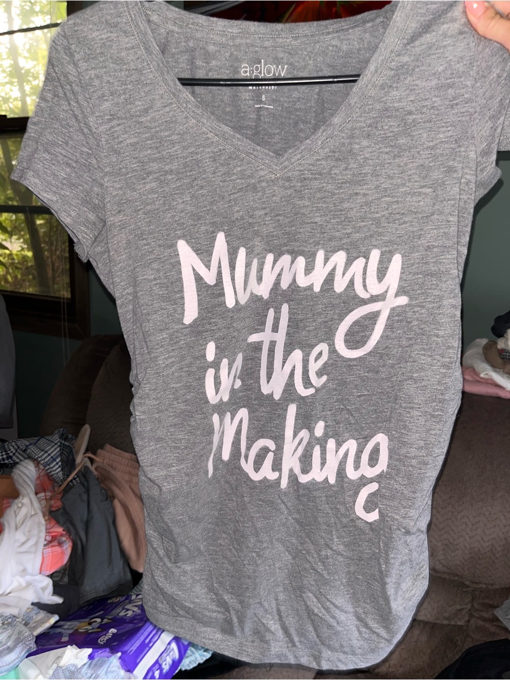 a:glow Gray Tee with Pink 'Mummy in the Making' Script